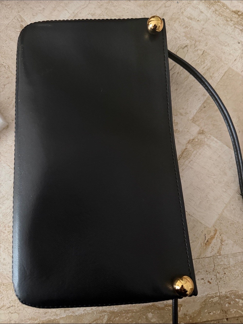 Classic Black Leather Crossbody Bag with Gold Hardware